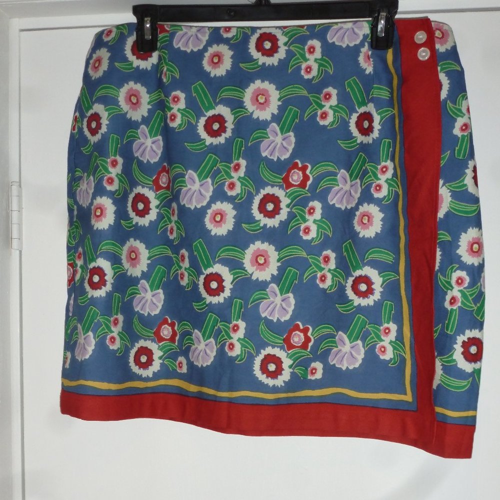 BLUE AND RED FLORALWRAPPED SKIRT NWOT